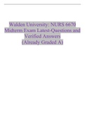 Walden University: NURS 6670 Midterm Exam Latest-Questions and Verified Answers (Already Graded A)