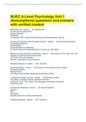 WJEC A-Level Psychology Unit 1 (Assumptions) questions and answers with verified content