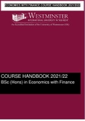 ECONOMICS WITH FINANCE COURSE HANDBOOK 2021/2022