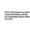 WGU C963 Final Exam 2023 | American Politics and the US Constitution Solved 100% Correctly