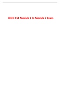BIOD 151 Module 1, 2, 3, 4, 5, 6, 7 Exam (Latest-2023)/ BIOD 151 A & P 1 Module 1, 2, 3, 4, 5, 6, 7 Exam: Essential Human Anatomy & Physiology I: Portage Learning |100% Correct Q & A|