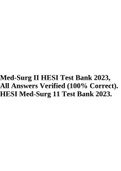Med-Surg II HESI Test Bank 2023, All Answers Verified (100% Correct). HESI Med-Surg 11 Test Bank 2023.
