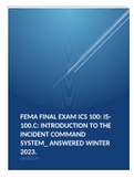 FEMA FINAL EXAM ICS 100: IS-100.C: INTRODUCTION TO THE INCIDENT COMMAND SYSTEM_ ANSWERED WINTER 2023.