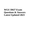 WGU D027 Pathopharmacology Exam 2023 Rated A+ | D027 Exam Study Guide Questions With Correct Answers Latest 2023 Rated A+ | D027 Exam Study Guide With Complete Solution – Questions and Answers 2023 | D027 Study Guide  & WGU D027 – Advanced Pathopharmacolo
