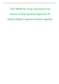 TEST BANK for Drug Calculations for Nurses A-Step-by-Step-Approach 3rd Edition Robert Lapham Heather
