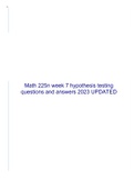 Math 225n week 7 hypothesis testing questions and answers 2023 UPDATED