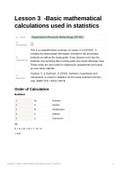 Lesson 3 - Basic mathematical calculations used in statistics IOP2601