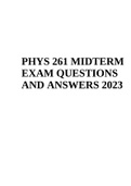 PHYS 261 MIDTERM EXAM QUESTIONS AND ANSWERS 2023