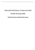 NUR 2633 MCH Exam 2 Maternal Child Health Nursing-50QA, Maternal Child Health Nursing, Rasmussen