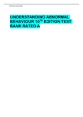 UNDERSTANDING ABNORMAL BEHAVIOUR 10TH EDITION RATED A TEST BANK