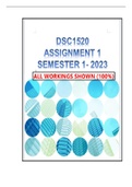 DSC1520 ASSIGNMENT 1 SEMESTER 1 - 2023 (100%)