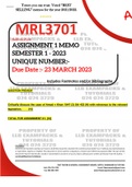 MRL3701 ASSIGNMENT 1 MEMO - SEMESTER 1 - 2023 - UNISA (WITH DETAILED REFERENCES)