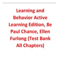 Learning and Behavior Active Learning Edition, 8e Paul Chance, Ellen Furlong (Test Bank)