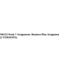 NR533 Week 7 Assignment: Business Plan Assignment (2 VERSIONS). 