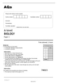 Aqa A-level BIOLOGY Paper 3 (7402/3) June 2022 Question Paper 