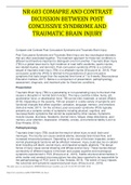 NR 603 COMAPRE AND CONTRAST DICUSSION BETWEEN POST CONCUSSIVE SYNDROME AND TRAUMATIC BRAIN INJURY