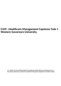 C439 –Healthcare Management Capstone Task 1 Western Governors University.