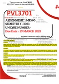PVL3701 ASSIGNMENT 1 MEMO - SEMESTER 1 - 2023 - UNISA - (DETAILED SOLUTIONS WITH FOOTNOTES- DISTINCTION GUARANTEED)
