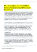 NR 603 Compare and Contrast Post Concussive Syndrome and Traumatic Brain Injury - Download to Score An A