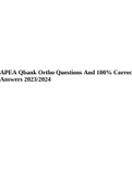 APEA Qbank Ortho Questions And 100% Correct Answers 2023/2024.