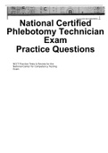 National Certified Phlebotomy Technician Exam Practice Questions and Answers