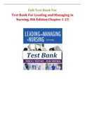 Leading And Managing In Nursing 8th Edition Yoder Wise Test Bank , All Chapters