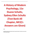 A History of Modern Psychology 11th Edition By Duane Schultz, Sydney Ellen Schultz (Test Bank)