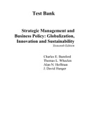 Strategic Management and Business Policy Globalization, Innovation and Sustainability, 16e Charles Bamford, Alan Hoffman, Thomas Wheelen, David Hunger (Test Bank)