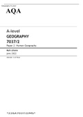AQA A level GEOGRAPHY Paper 2 June 2022 Human Geography Mark Scheme