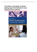 Test Bank on Essentials of Dental Radiography 9th Edition By Evelyn Thomson, Orlen Johnson