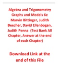 Test Bank for Algebra and Trigonometry Graphs and Models 6th Edition By Marvin Bittinger, Judith Beecher, David Ellenbogen, Judith Penna (All Chapters, 100% Original Verified, A+ Grade)