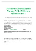 Psychiatric Mental Health Nursing NCLEX Review Questions Set 1  Jones & Bartlett Learning, Second Edition, 2013. Information is taken from the online resource available by the access code in the book