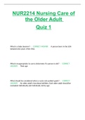 NUR2214 Nursing Care of the Older Adult  Quiz 1