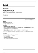 Aqa A-level PSYCHOLOGY Paper 3 (7182/3): Issues and options in psychology - June 2022 Question Paper.
