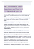 AP Government Exam  Questions and Answers  2023Verified Solution