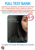 Test Bank For Essentials of Abnormal Psychology 8th Edition By V. Mark Durand; David H. Barlow; Stefan G. Hofmann 9781337677318 Chapter 1-14 Complete Guide .