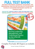 Test Bank For Nursing Leadership, Management, and Professional Practice for the LPN/LVN 7th Edition By Tamara R. Dahlkemper 9781719641487 Chapter 1-20 Complete Guide .
