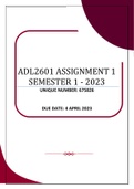 ADL2601 ASSIGNMENT 1 SEMESTER 1 - 2023 (675826)