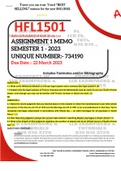 HFL1501 ASSIGNMENT 1 MEMO - SEMESTER 1 - 2023 - UNISA - (DETAILED ANSWERS WITH REFERENCES - DISTINCTION GUARANTEED)