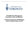 CIV1299H  - Asset Management: Quantitative tools and methods Individual Assignment