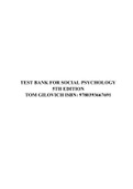 TEST BANK FOR SOCIAL PSYCHOLOGY 5TH EDITION TOM GILOVICH ISBN: 9780393667691.