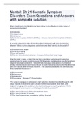 Mental: Ch 21 Somatic Symptom Disorders Exam Questions and Answers with complete solution