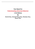 Test Bank For Understanding Abnormal Behavior 11th Edition By David Sue, Derald Wing Sue, Stanley Sue, Diane Sue