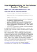 Federal Laws Prohibiting Job Discrimination Questions And Answers.