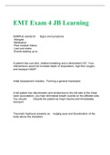 BUNDLE FOR JB LEARNING EMT FINAL EXAM | JB LEARNING EMT MIDTERM EXAM AND EXAM STUDY GUIDE| Questions and Answers Graded A+ 