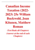 Canadian Income Taxation (2022-2023) 25e William Buckwold, Joan Kitunen, Matthew Roman (Test Bank)