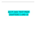  ACCT 2401 TEST PREP CHAPTERS 5 AND 10| EAST CAROLINA UNIVERSITY