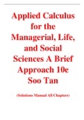 Applied Calculus for the Managerial, Life, and Social Sciences A Brief Approach 10e Soo Tan (Solution Manual)