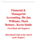 Financial & Managerial Accounting 20th Edition By Jan Williams, Mark Bettner,  Kevin Smith (Test Bank)