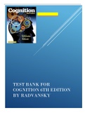 Test Bank for Cognition 6th Edition by Radvansky